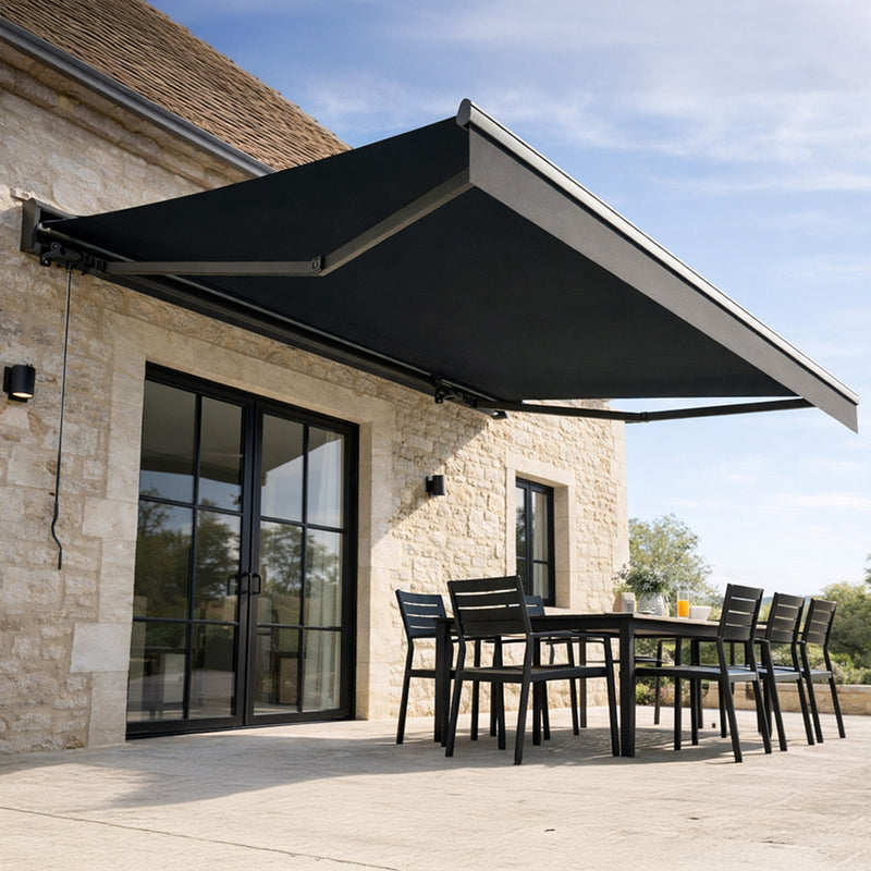 Store banne motorisé 3,95 x 3m toile gris