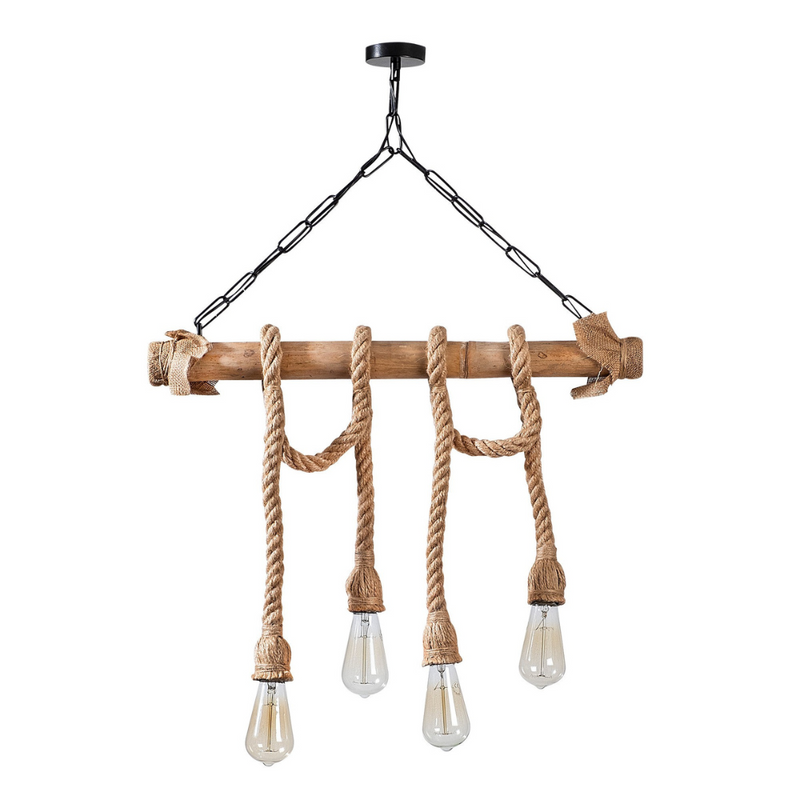 suspension 4 lampes bois et cordes loane fond blanc concept usine