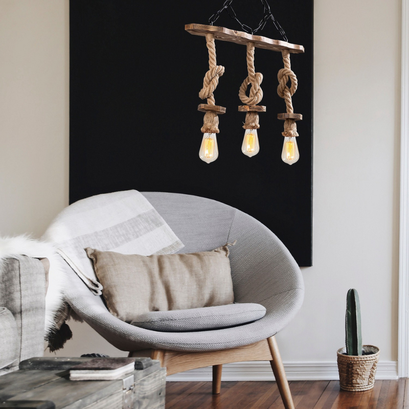 suspension filaire 3 lampes bois et cordes zya ambiance concept usine