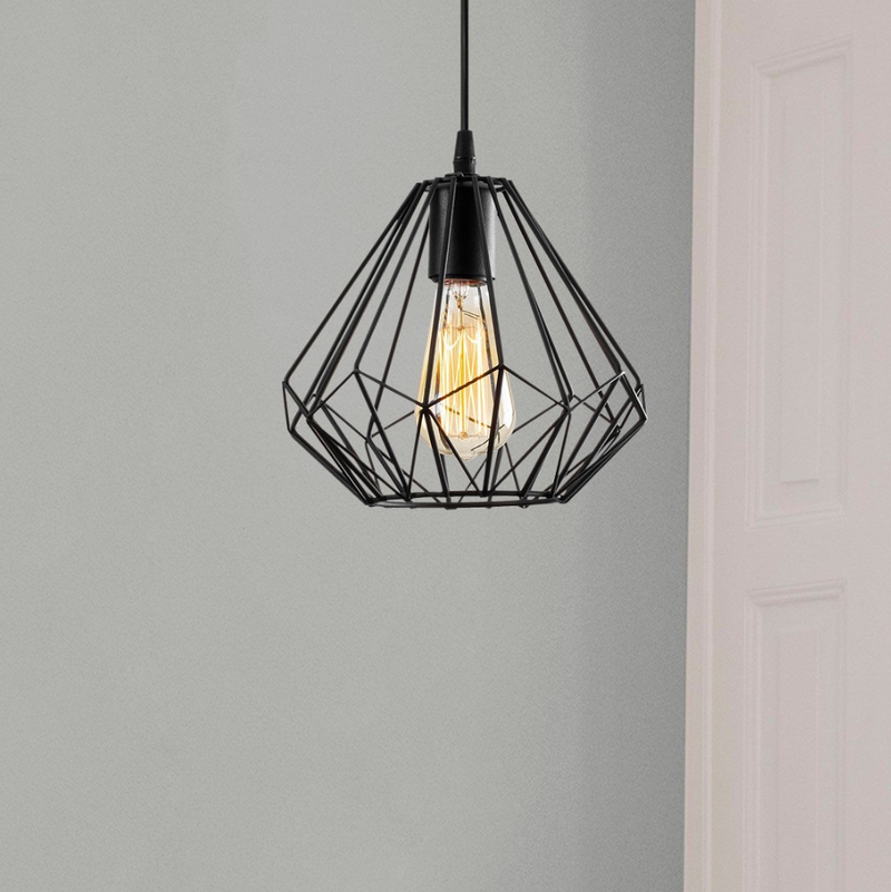 Suspension filaire noire métal Léa rectangle