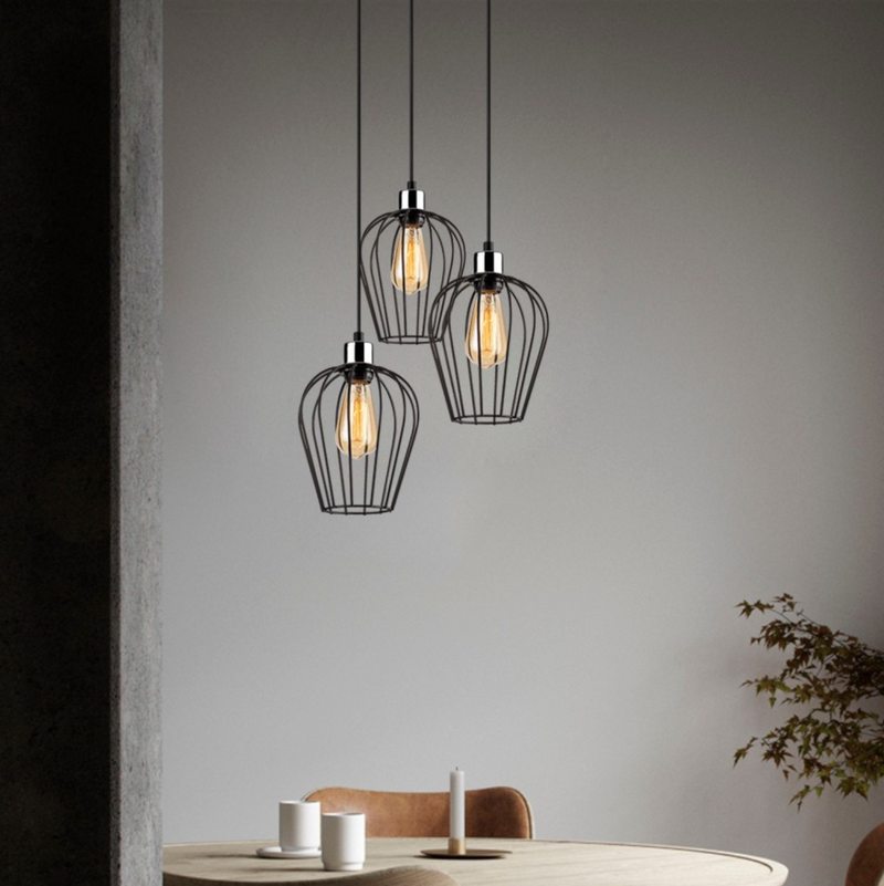 suspension noire 3 lampes mia rectangle