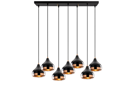 suspension noire cuivre 7 lampes maya fond blanc