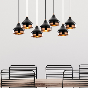 Suspension 7 lampes noir et cuivre Maya concept-usine ambiance