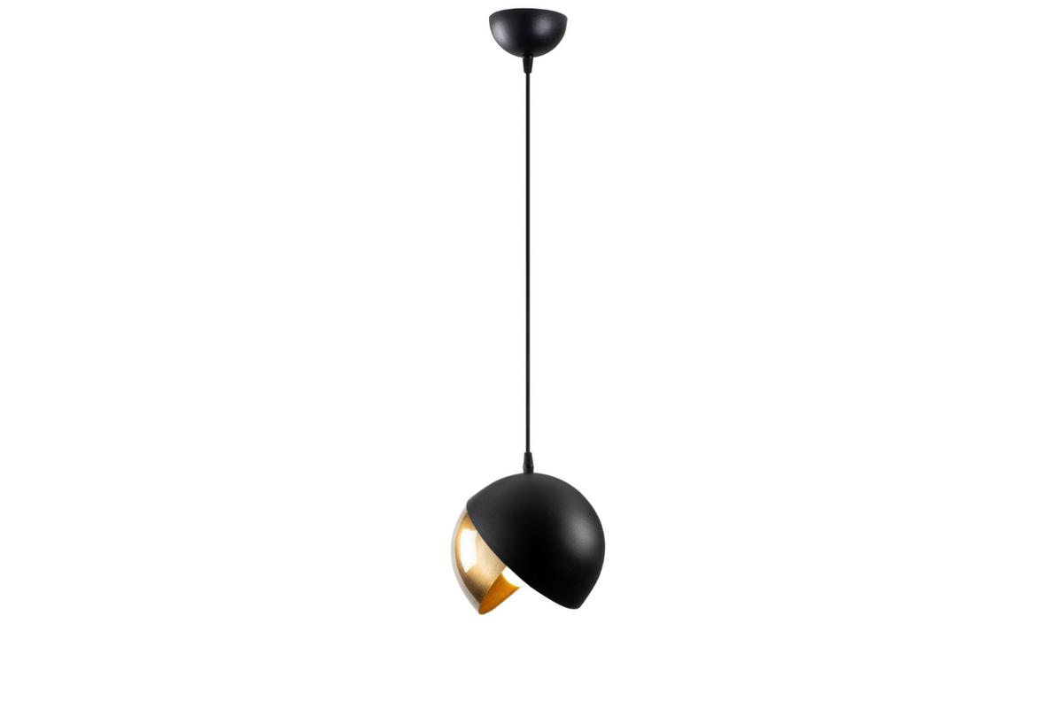 suspension romy noire doree fond blanc allumee