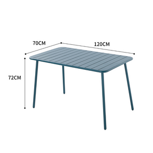 Table bergame en acier bleu 4 à 6 personnes dimensions