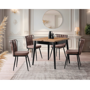 table à manger extensible pin et noir pallini ambiance mur bleu concept usine