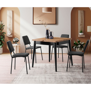 table à manger extensible pin et noir pallini ambiance mur gris concept usine