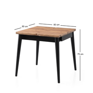 table à manger extensible pin et noir pallini fond blanc dimensions concept usine