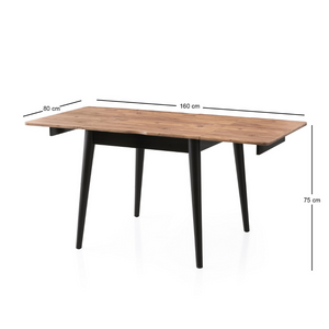 table à manger extensible pin et noir pallini fond blanc dimensions format extensible concept usine