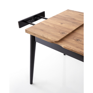 table à manger extensible pin et noir pallini fond blanc partie extensible rabbatue concept usine
