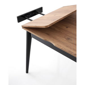 table à manger extensible pin et noir pallini fond blanc partie extensible visible concept usine