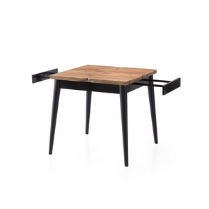 table à manger extensible pin et noir pallini fond blanc parties extensibles visibles concept usine