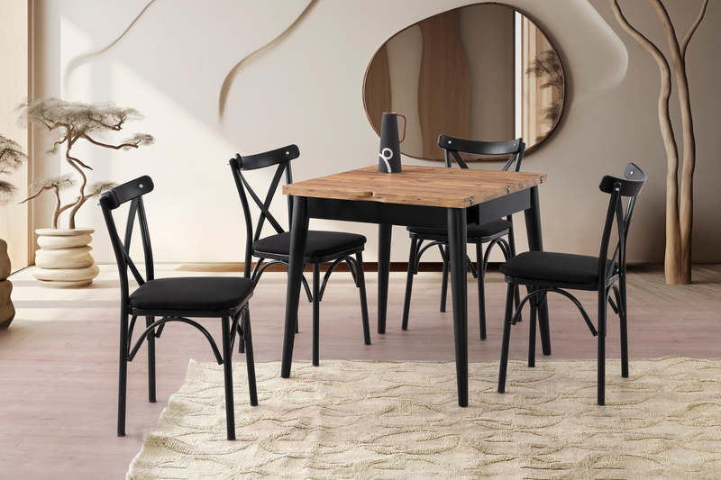 table à manger extensible pin et noir pallini rectangle concept usine