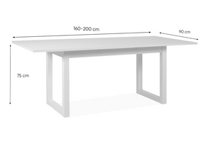 Table à manger industrielle extensible Kotor fond blanc dimensions Concept-Usine
