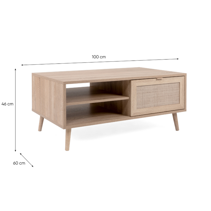 table basse avec cannage Tivat - dimensions
