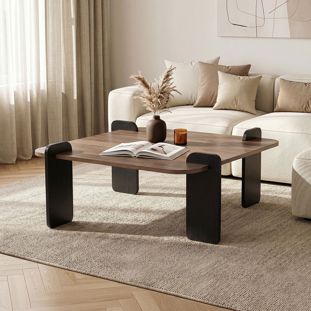 Table basse carrée effet noyer 90x90cm - TASI
