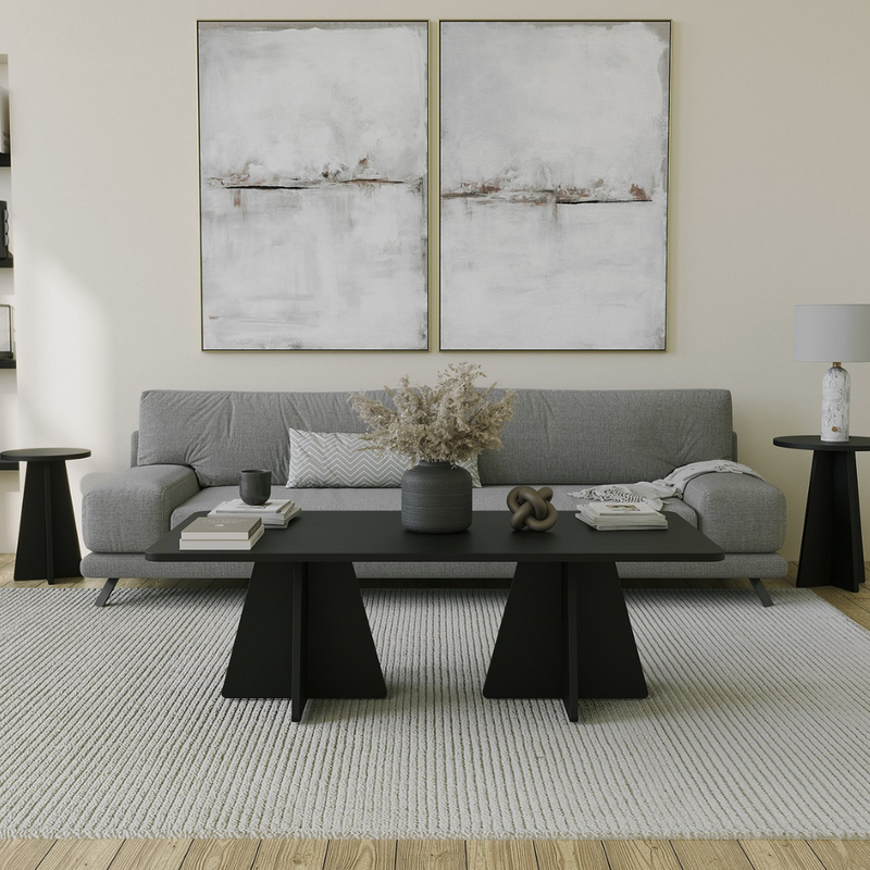 Table basse noire Shamp design face
