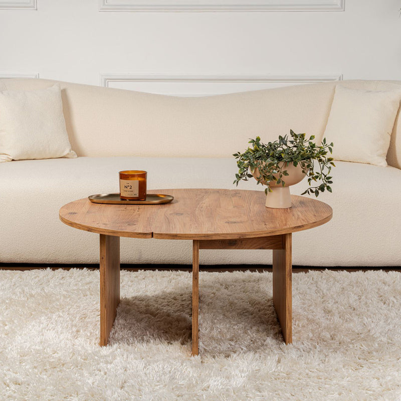 Table basse ronde duo pin atlantique 90cm Azus forme une table