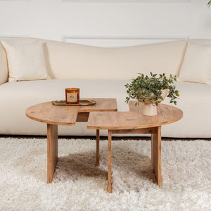 Table basse ronde duo pin atlantique 90cm Azus forme deux tables
