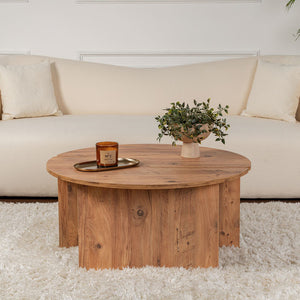 Table basse ronde duo pin atlantique 90cm Azus de profil