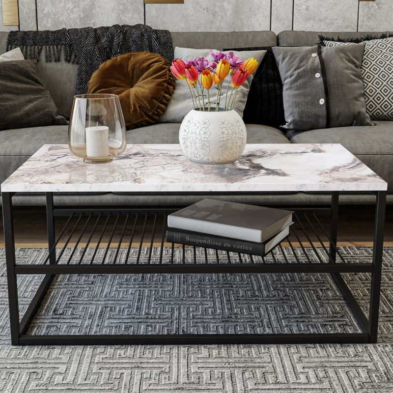 Table basse effet marbre face marbel