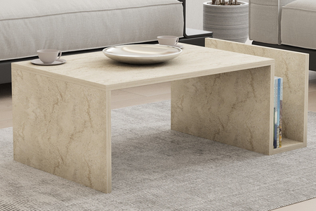 Table basse melmo en bois effet pierre rectangle