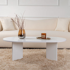 Table basse ovale blanche 119x60cm Azos table design