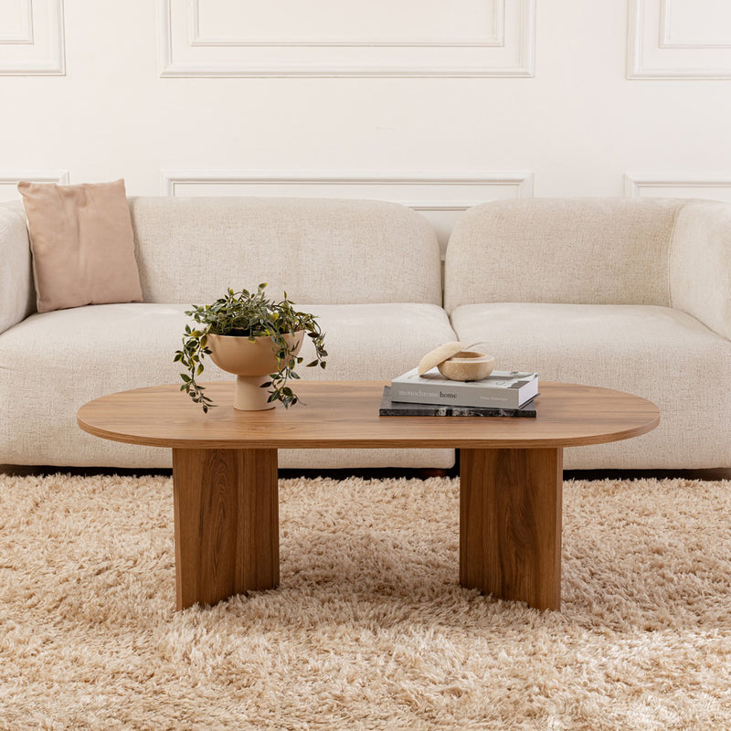 Table basse design ovale bois 120cm Raav coloris bois brun