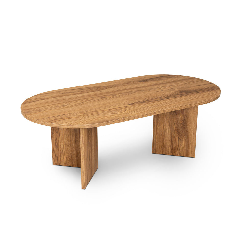 En.casa Table Basse Ovale Avec Rangement - Panneau Particules Et Bois De Hêtre 43x70x44 Cm