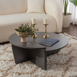 Table basse ronde podium anthracite 90cm Vari deux niveaux