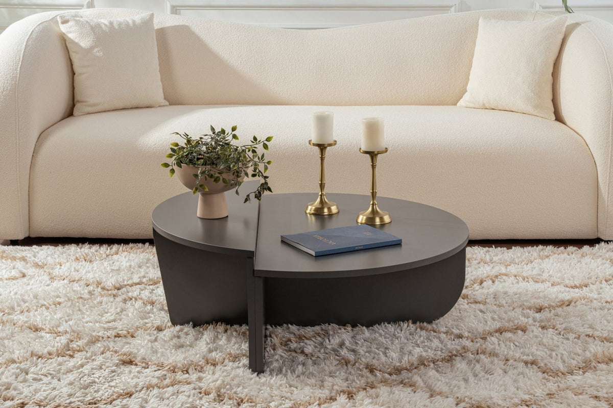 Table basse ronde podium anthracite 90cm Vari table 2 en 1