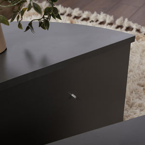 Table basse ronde podium anthracite 90cm Vari zoom sur le système de fixation