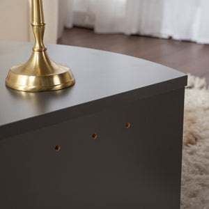 Table basse ronde podium anthracite 90cm Vari zoom sur le système d'attache