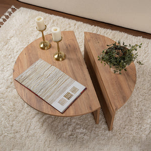 Table basse ronde podium pin atlantique 90cm Poul vue de dessus