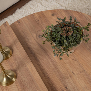 Table basse ronde podium pin atlantique 90cm Poul zoom sur l'effet bois