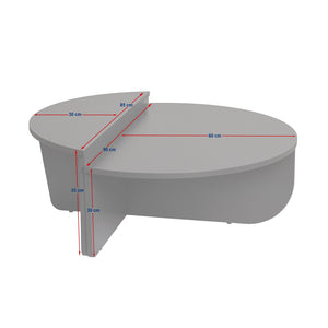 Table basse ronde podium bois noyer et blanc 90cm Xyn dimensions