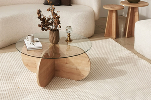table basse en verre et bois ribe rectangle