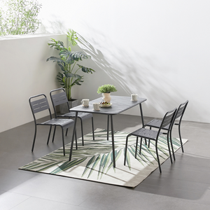 Table bergame en acier gris foncé 4 à 6 personnes profil