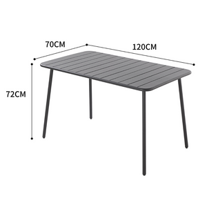 Table bergame en acier gris foncé 4 à 6 personnes dimensions