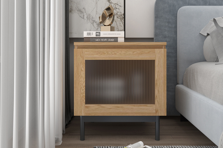 Table de chevet en bois et verre flûté Prague