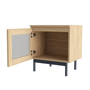 Table de chevet Prague en bois et verre flûté - fond blanc 3