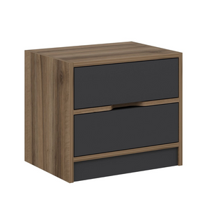 table de chevet bois et gris profil