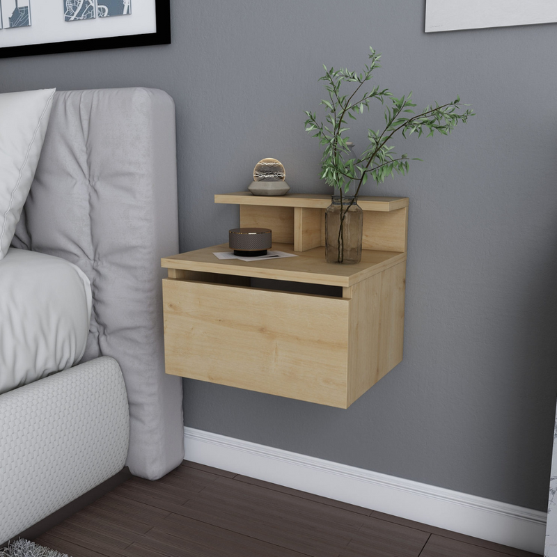 Table de chevet visby en bois 3 quarts ambiance
