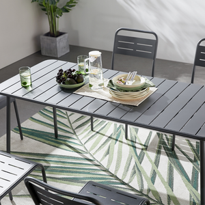 Salon de jardin repas acier bergame gris foncé zoom