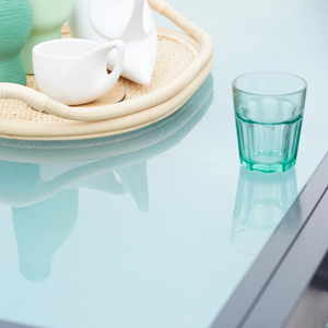 Table en aluminium et verre extensible 10 places Brescia zoom verre trempé