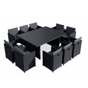 table et chaises 6 places encastrables en résine avec housse de protection miami 6 fond blanc concept usine
