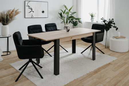 Table extensible 4 à 6 personnes chêne et noir 150x80x75cm Tolosa photo d'ambiance