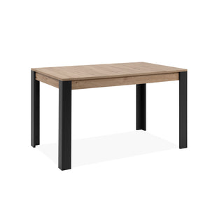 Table extensible 4 à 6 personnes chêne et noir 150x80x75cm Tolosa packshot table fermée de 3/4