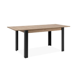Table extensible 4 à 6 personnes chêne et noir 150x80x75cm Tolosa packshot table ouverte de 3/4