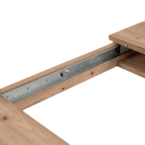 Table extensible 4 à 6 personnes chêne et noir 150x80x75cm Tolosa zoom sur le système de coulisse